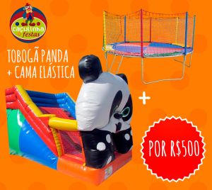 TOBOGÃ PANDA 5 MTS COMP   + CAMA ELÁSTICA 3,10 MTS