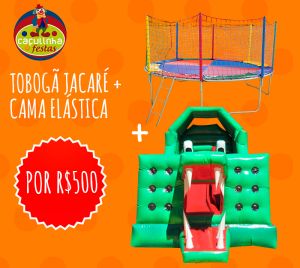 TOBOGÃ JACARÉ 6 MTS COMP + CAMA ELÁSTICA 3,10 MTS