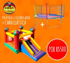 PULA-PULA C/ ESCORREGADOR 5 MTS COMP + CAMA ELÁSTICA 3,10 MTS